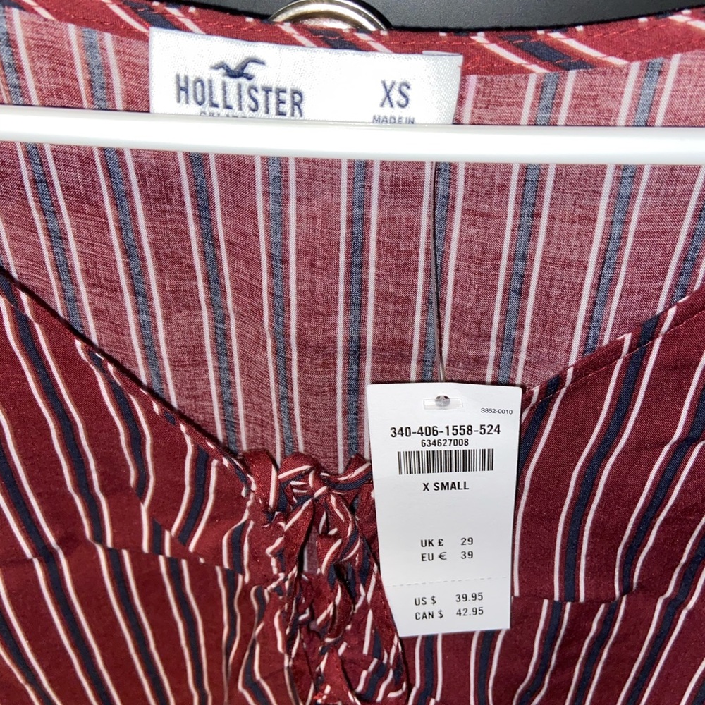 Striped Hollister blouse, burgundy and navy blue - Picture 2 of 2